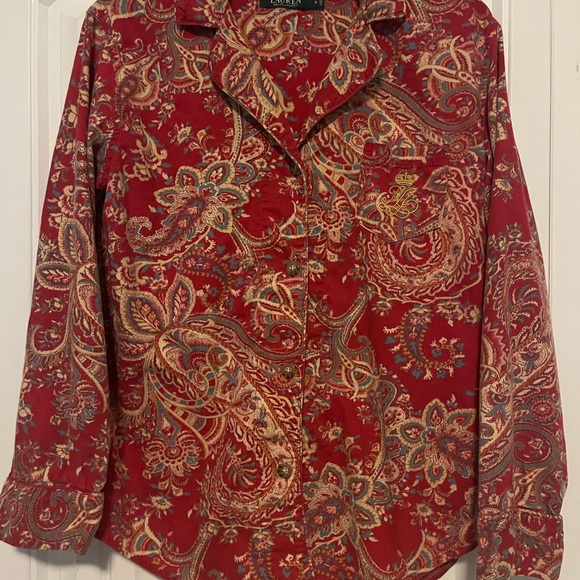 Ralph Lauren Tops - Ralph Lauren Red Paisley Shirt